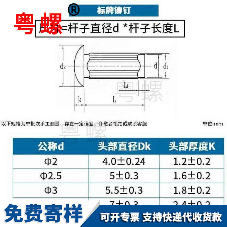 定制GB827梅州鋁梅州標牌鉚釘